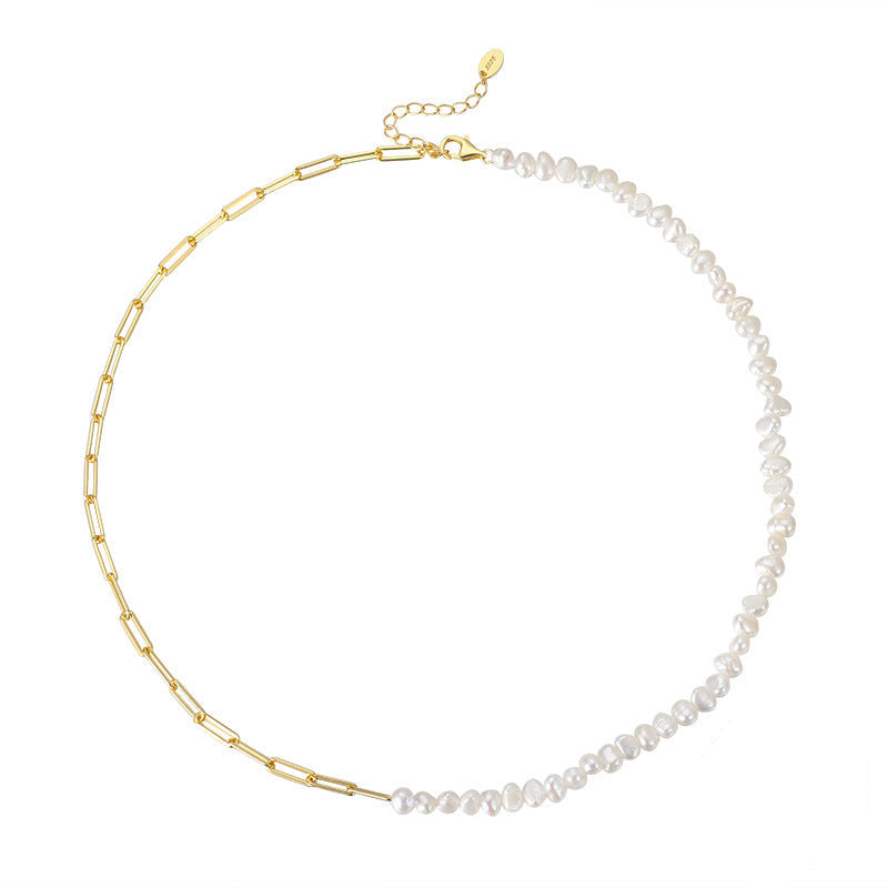 Paperclip Chain Pearl Necklace