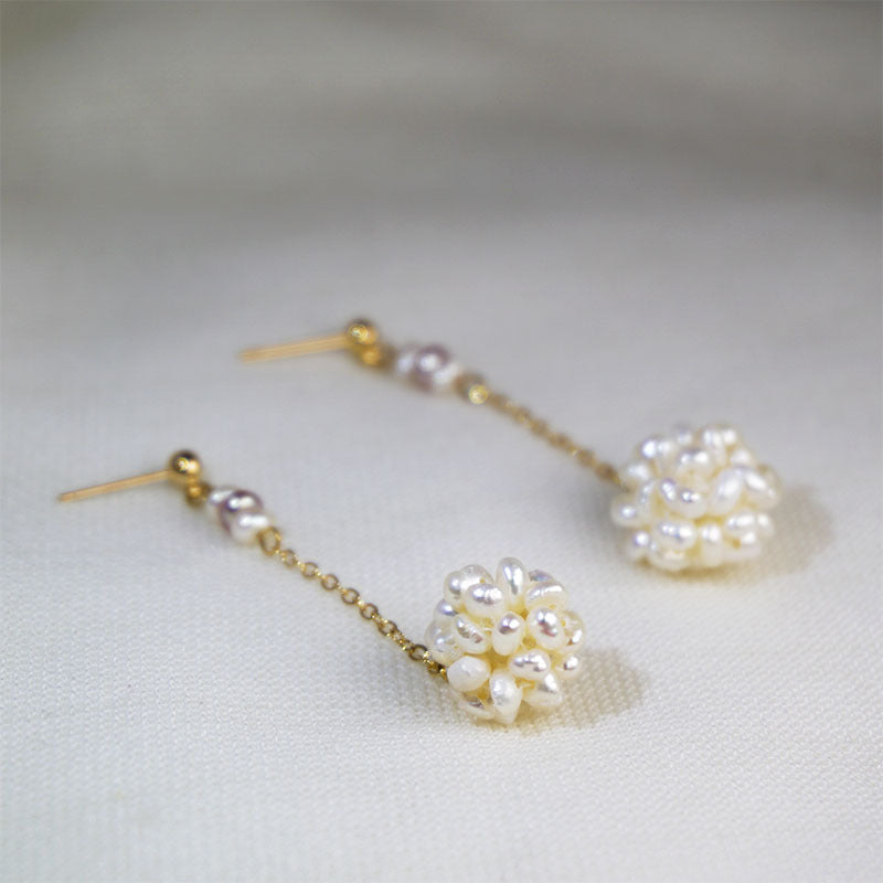 Flower Pearls Drop Earrings