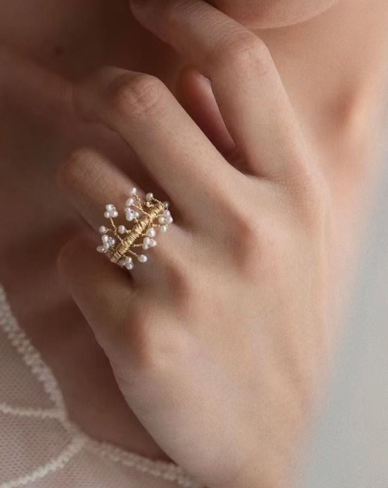 Delicate Mini Pearl Wire Ring Design