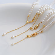 Gold Beaded Pearl Necklace