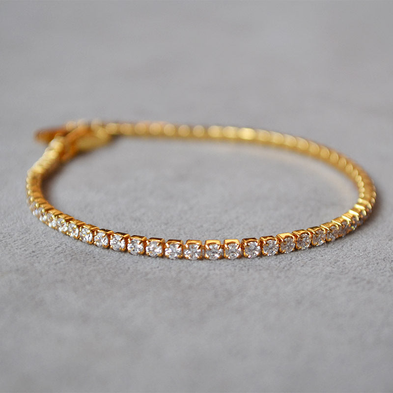 Thin CZ Stone Chain Bracelet