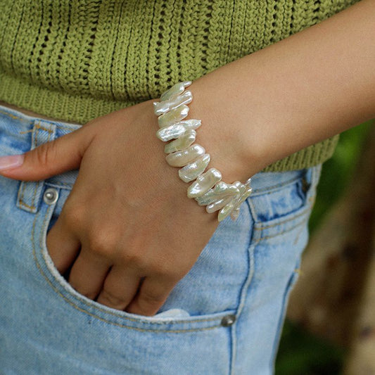 Elegant Baroque Pearl Chain Bracelet for Women 2