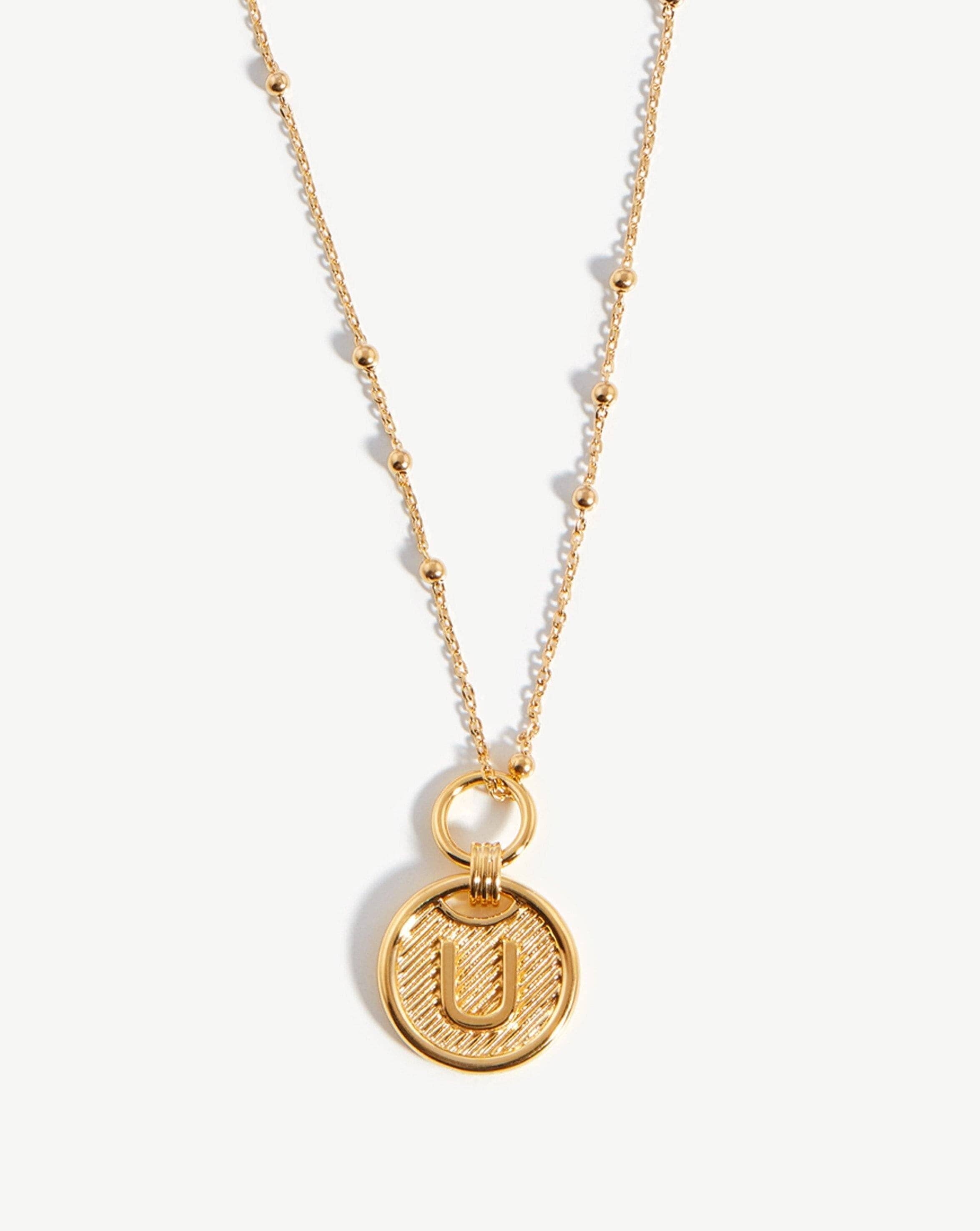 Initial Pendant Necklace - Initial U | 18k Gold Vermeil