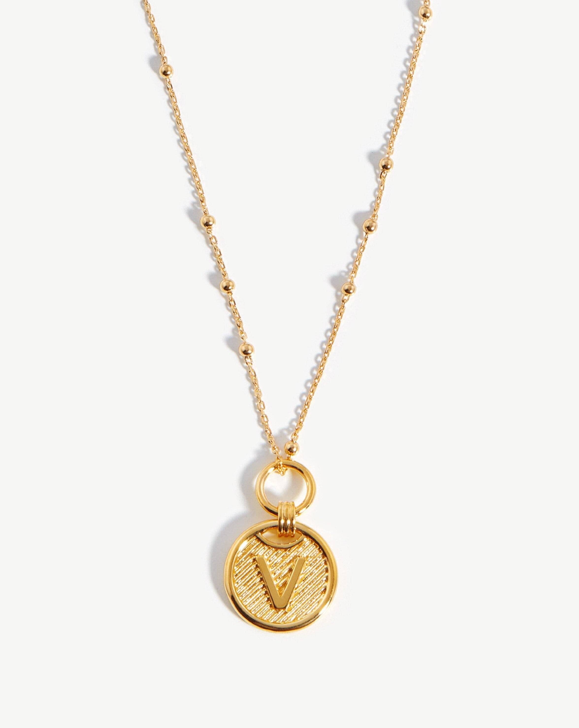 Initial Pendant Necklace - Initial V | 18k Gold Vermeil