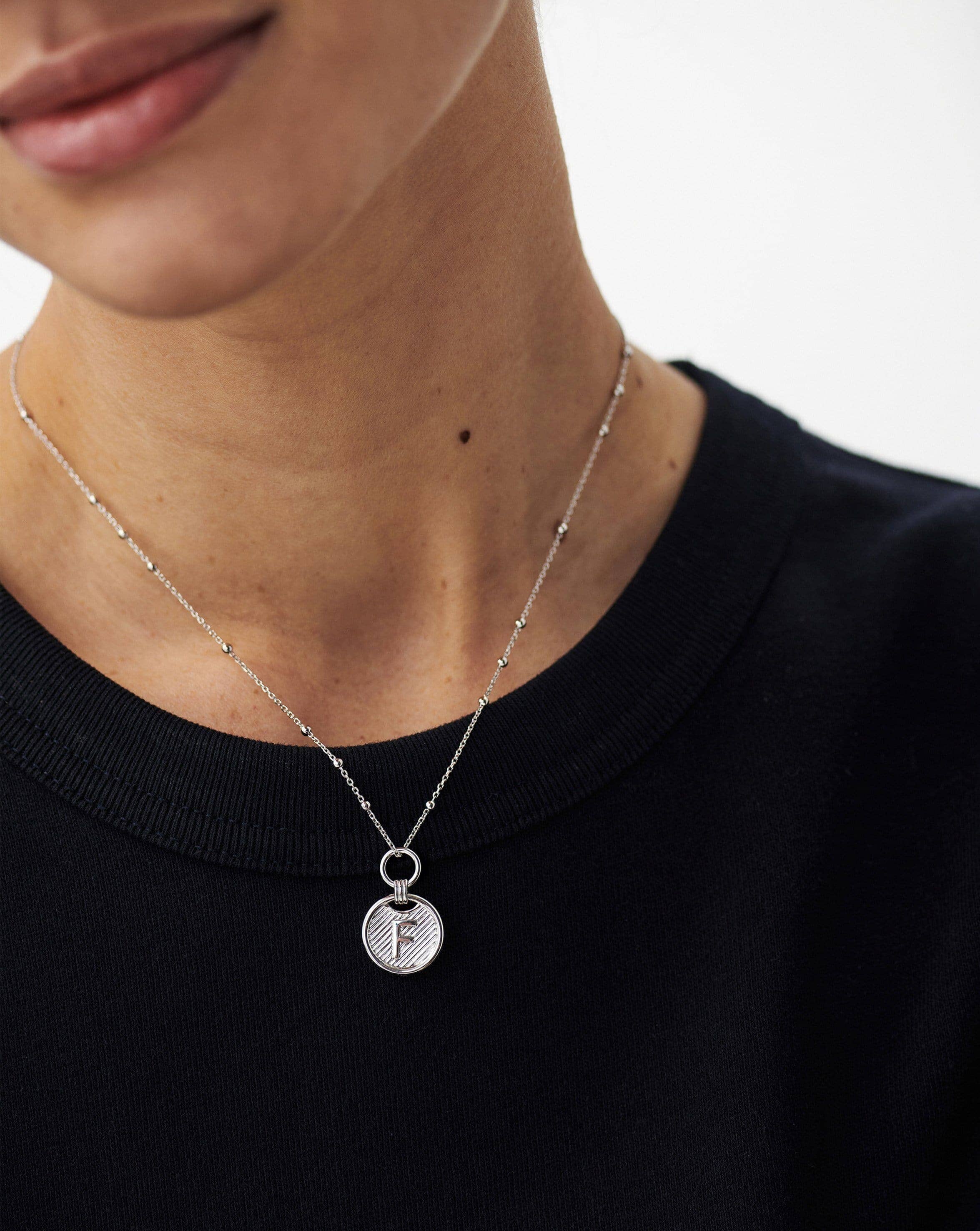 Initial Pendant Necklace - Initial V | Sterling Silver