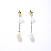 Long Drop Pearl Earrings