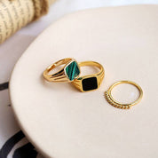 Malachite Signet Ring Gold Vermeil