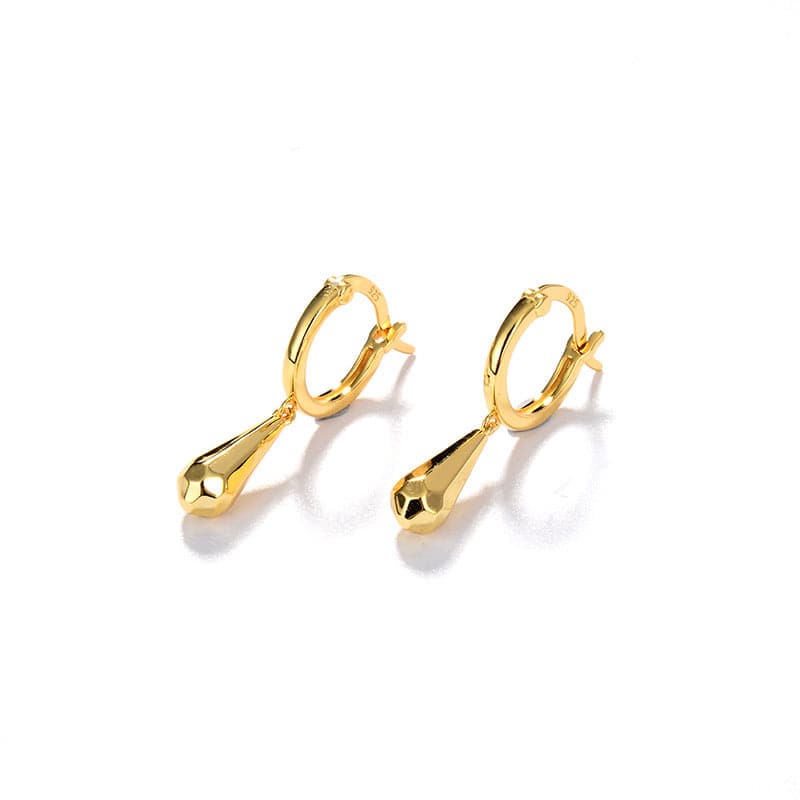 Mia Briolette Drop Huggie Hoop Earrings