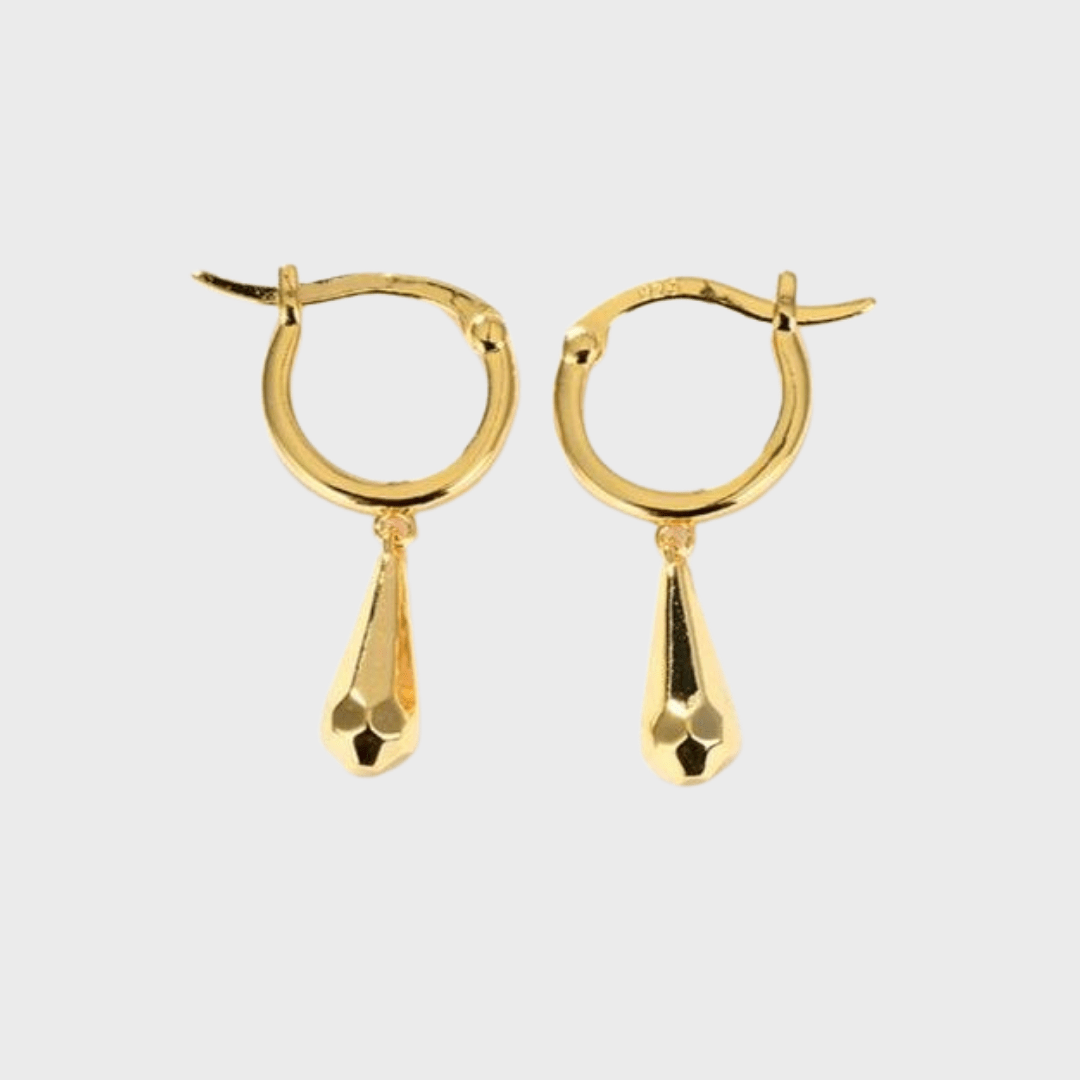 Mia Briolette Drop Huggie Hoop Earrings