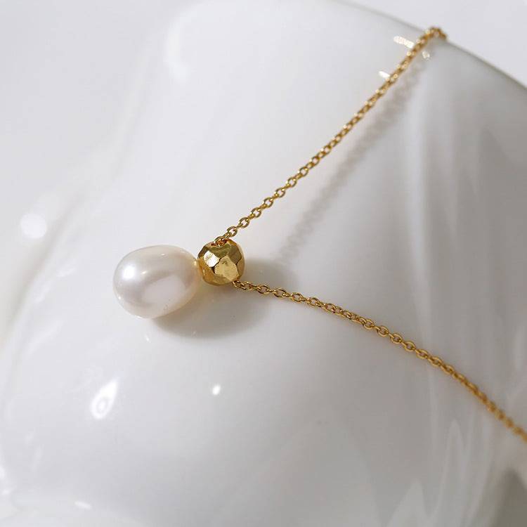 Baroque Pearl Teardrop Necklace in Gold Vermeil