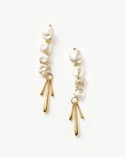 Keshi Pearl Sculptural Drop Earrings | 18k Gold Plated/Pearl