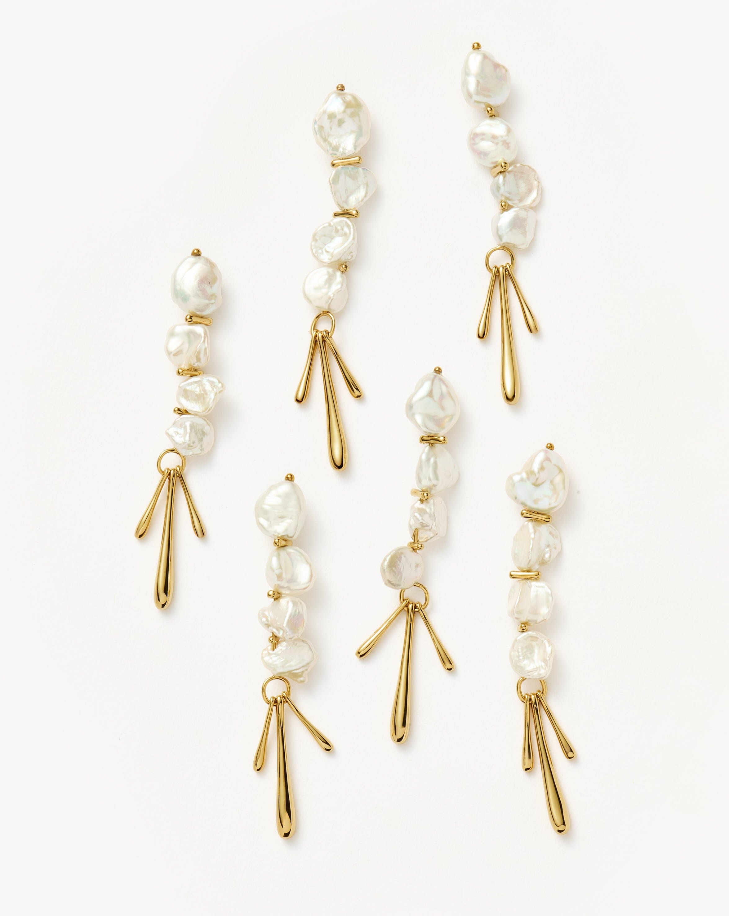 Keshi Pearl Sculptural Drop Earrings | 18k Gold Plated/Pearl