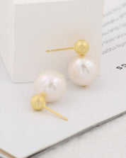 Gold Bean Baroque Pearl Earrings