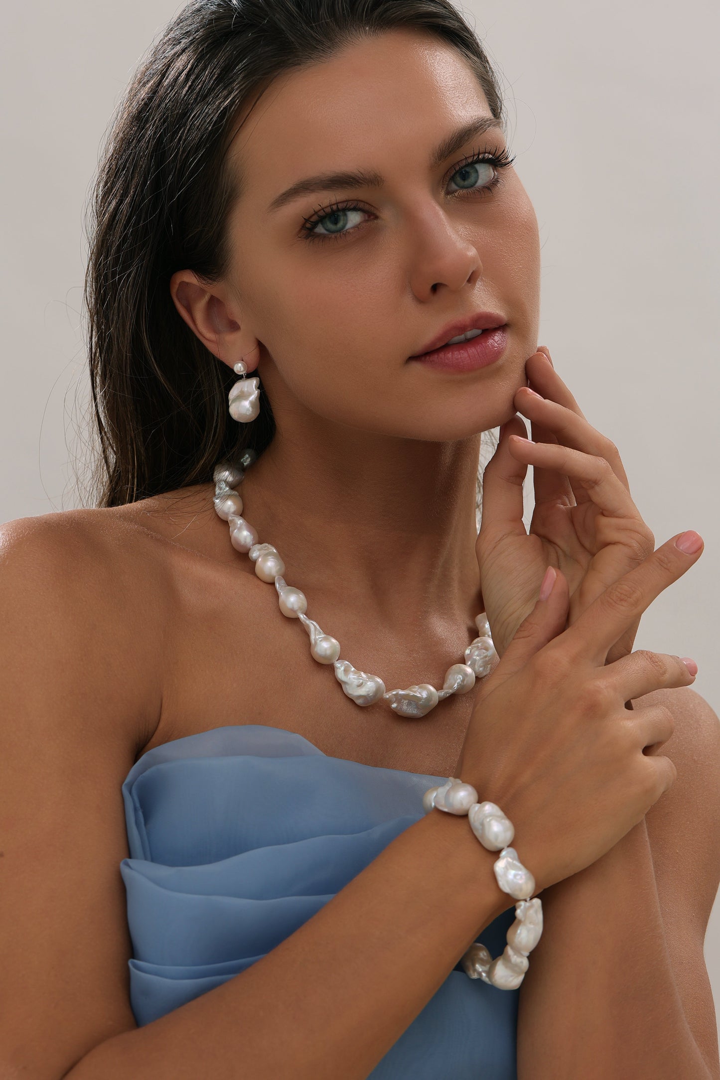 Large White Baroque Freshwater Pearl Bracelet