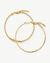 Lucy Williams Snake Chain & Beaded Bracelet Set | 18k Gold Vermeil