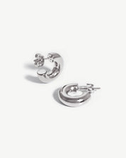 Chubby Tunnel Mini Hoop Earrings | Silver Plated