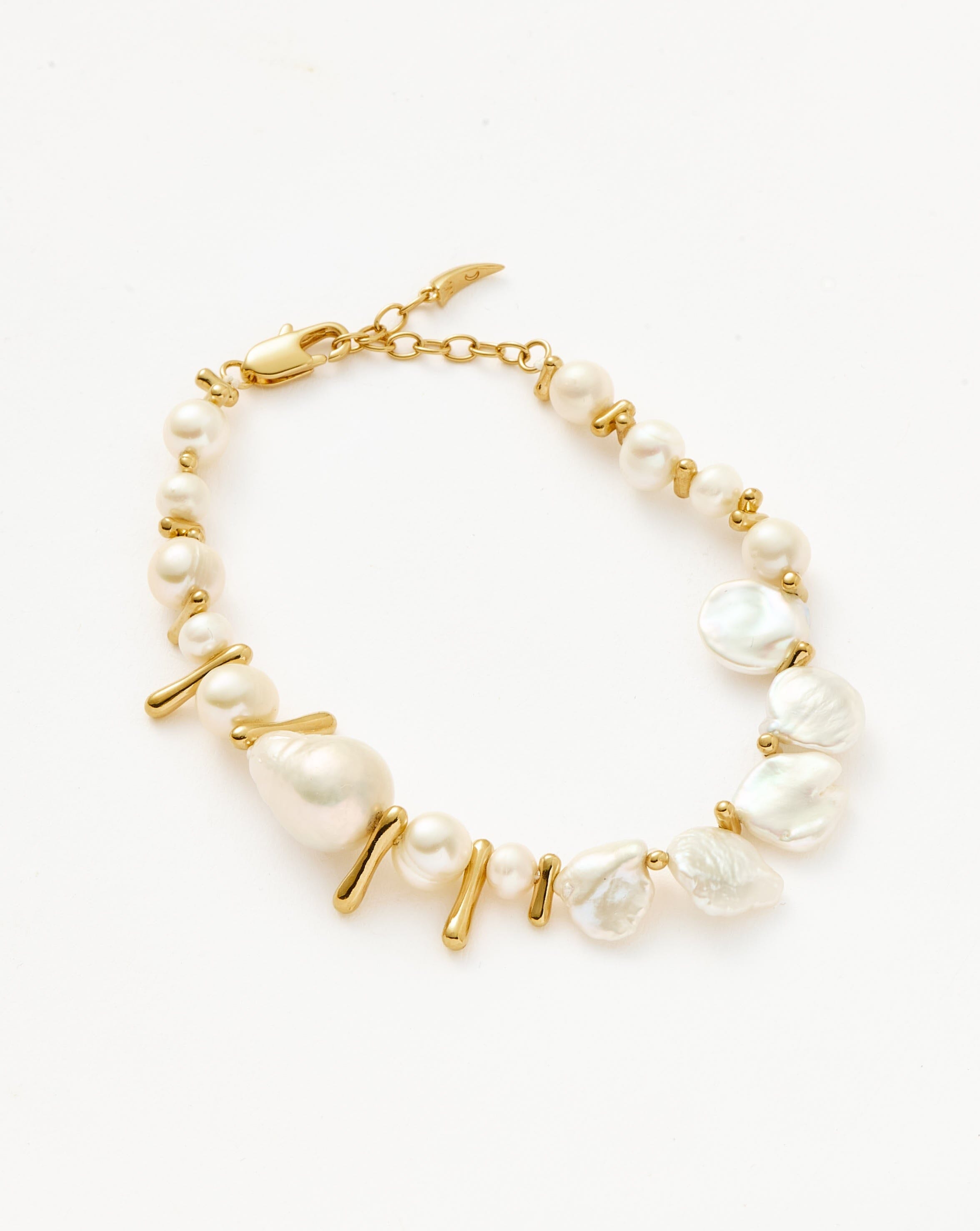 Mixed Pearl Statement Beaded Bracelet | 18k Gold Plated/Pearl