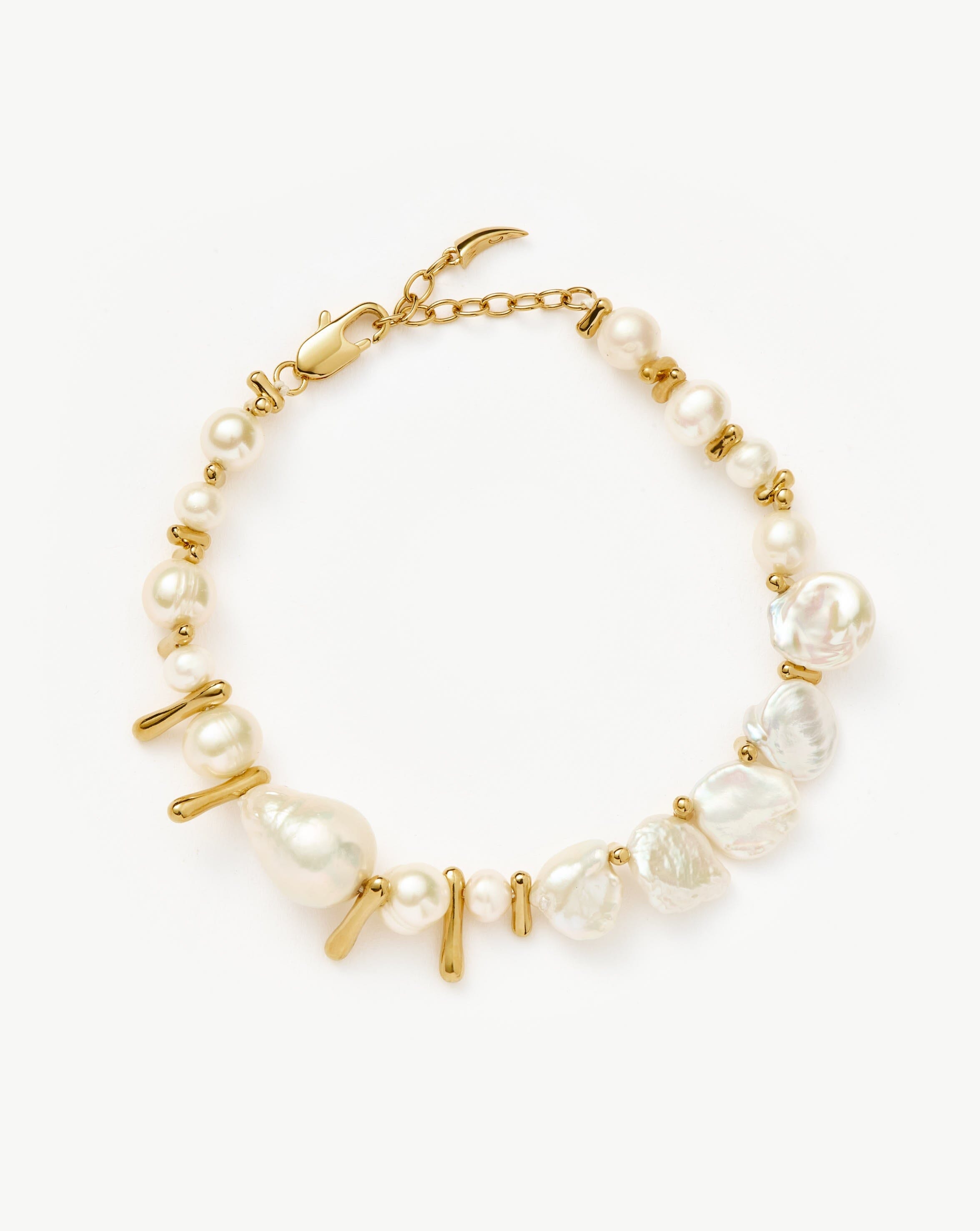 Mixed Pearl Statement Beaded Bracelet | 18k Gold Plated/Pearl