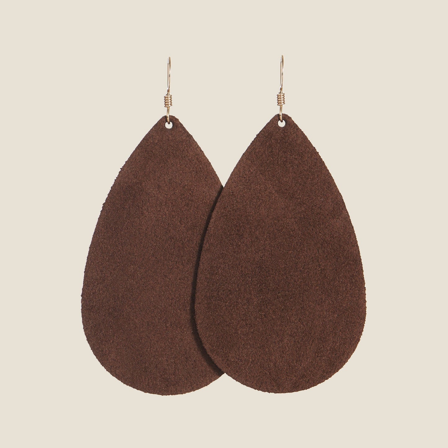 Suede Teardrop Earrings in Mocha Color