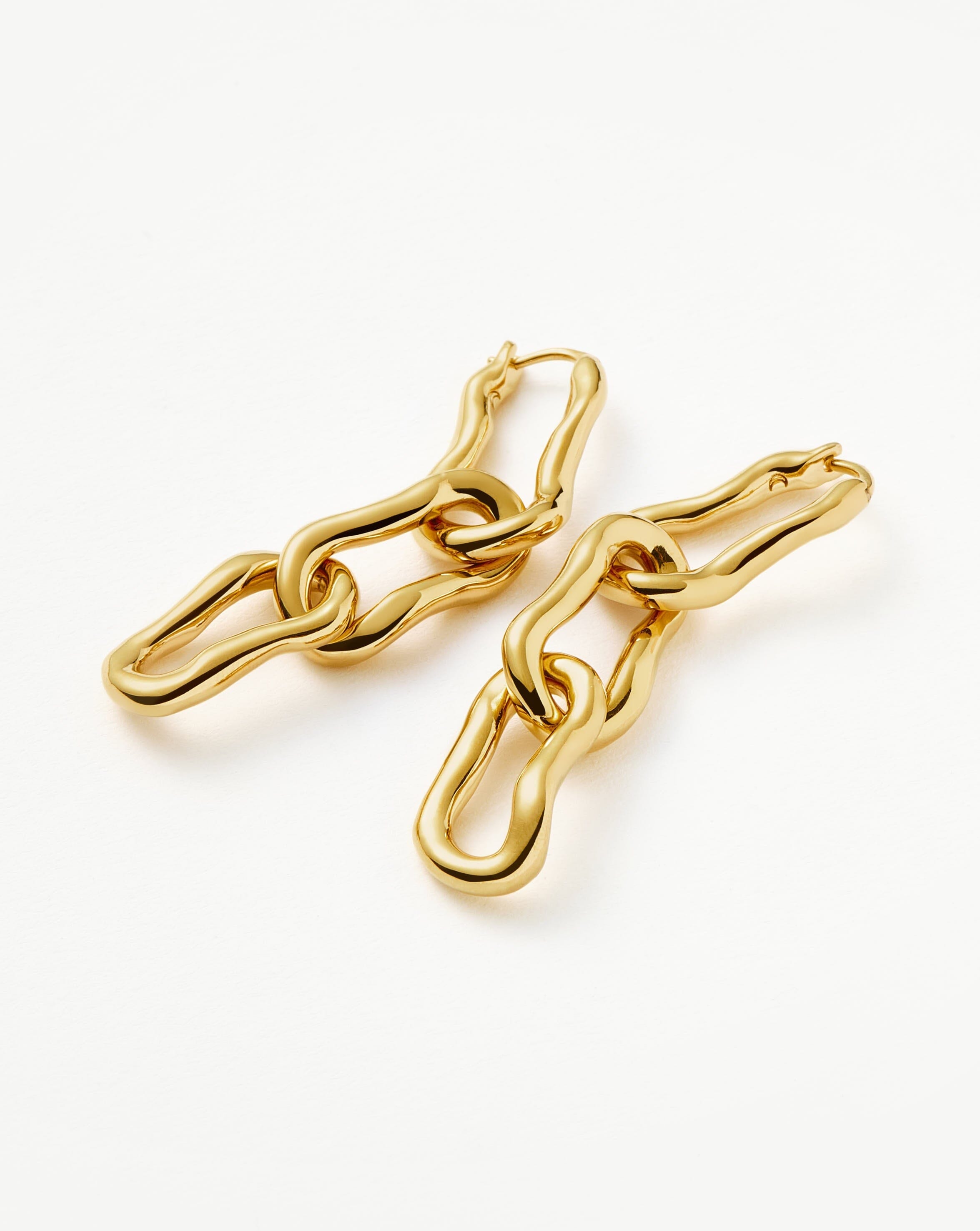 Molten Ovate Triple Drop Earrings | 18k Recycled Gold Plating on Brass