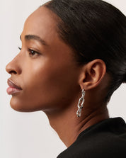 Molten Ovate Triple Drop Earrings | Rhodium Plating on Brass