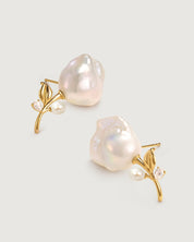 Moonlit Rose Pearl Earrings