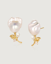 Moonlit Rose Pearl Earrings