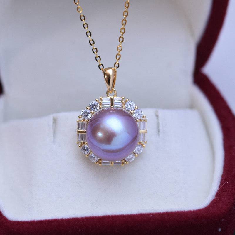 Freshwater Pearl and Zirconia Pendant Necklace