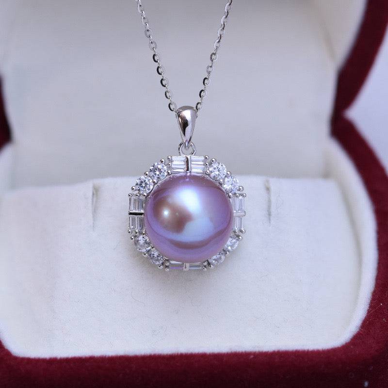 Freshwater Pearl and Zirconia Pendant Necklace