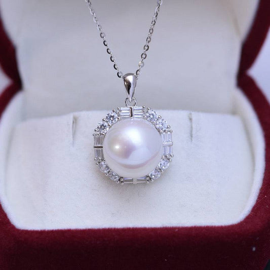 Freshwater Pearl and Zirconia Pendant Necklace