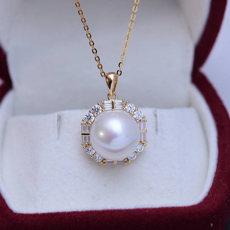 Freshwater Pearl and Zirconia Pendant Necklace