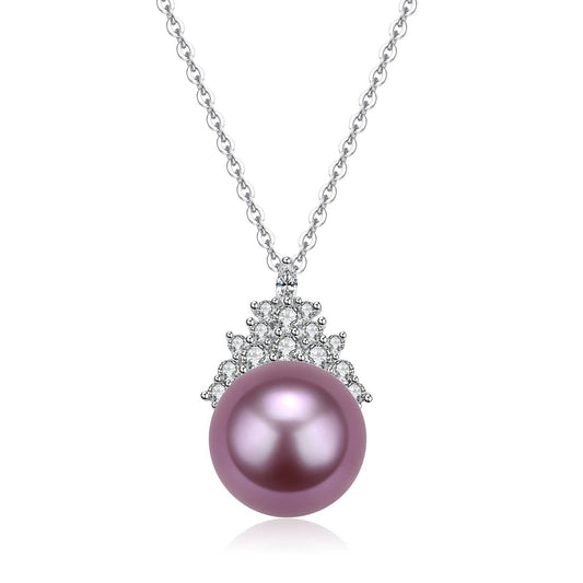 Freshwater Purple Pearl and Queen Pendant Necklace