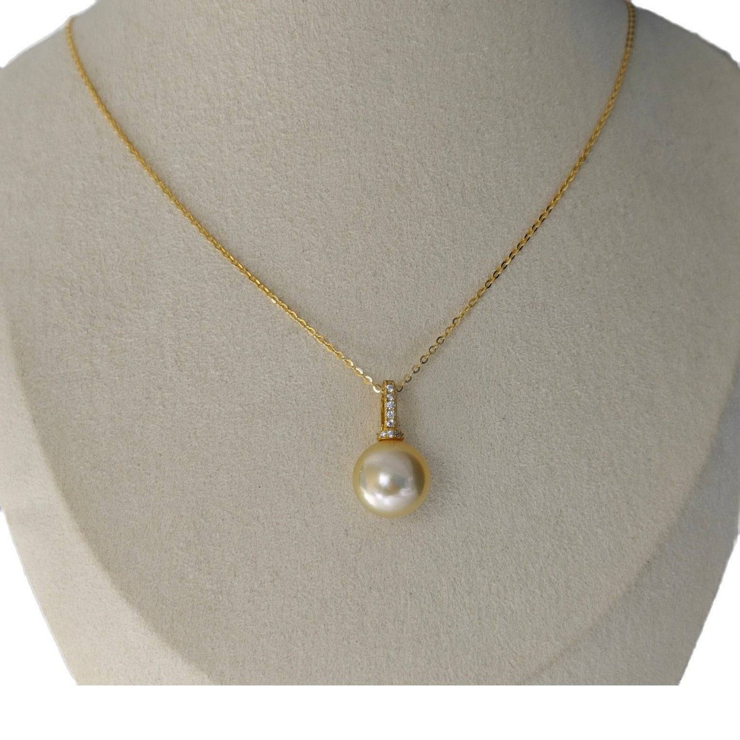 Golden South Sea Pearl Pendant Necklace in 11-12mm Size