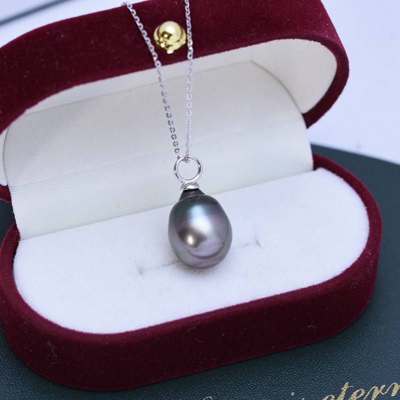 Tahitian Baroque Pearl Teardrop Pendant Necklace in Silver