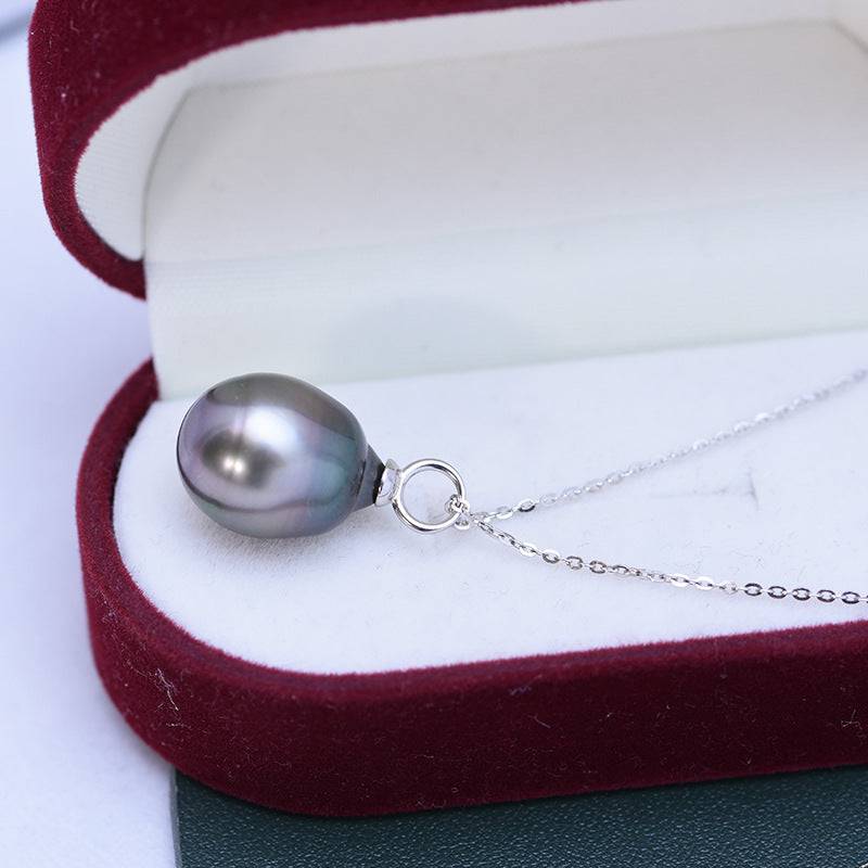 Tahitian Baroque Pearl Teardrop Pendant Necklace in Silver