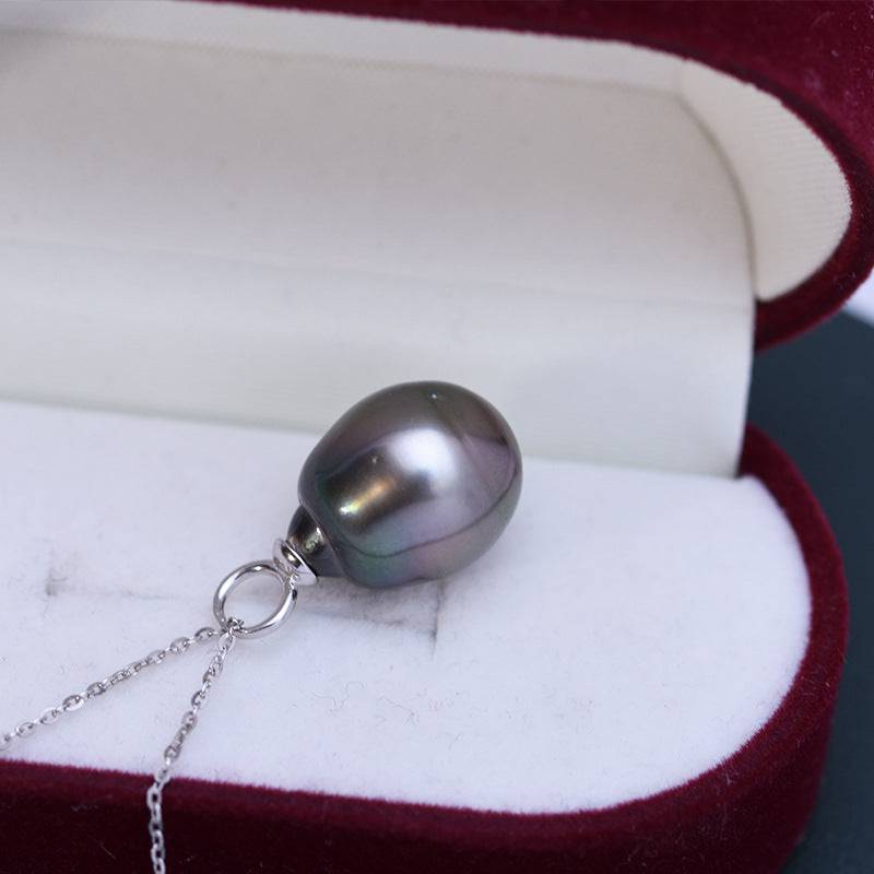 Tahitian Baroque Pearl Teardrop Pendant Necklace in Silver