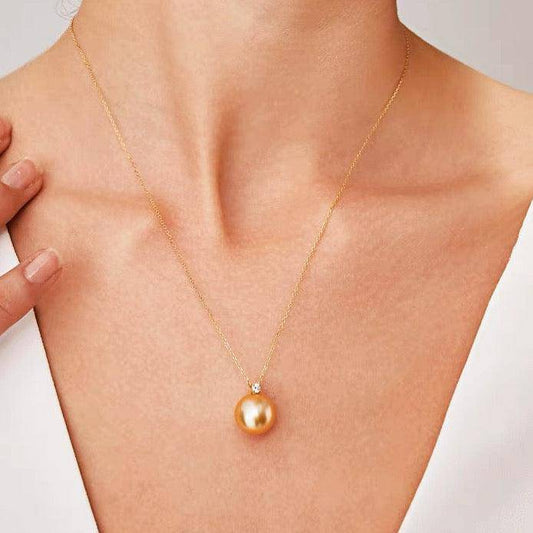 Golden South Sea Pearl Pendant Necklace with Sasha Design