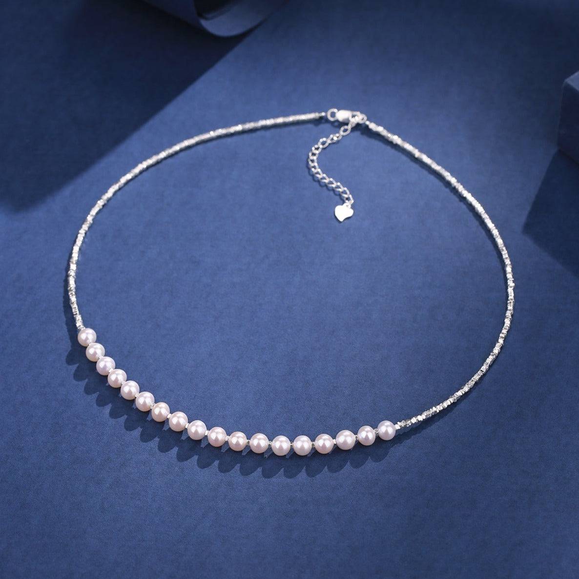 Smile Pearl Silver Shards Necklace 4 to 5 Millimeters