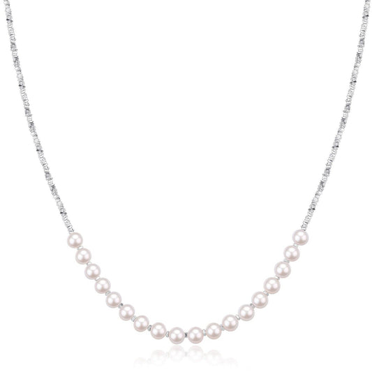 Smile Pearl Silver Shards Necklace 4 to 5 Millimeters