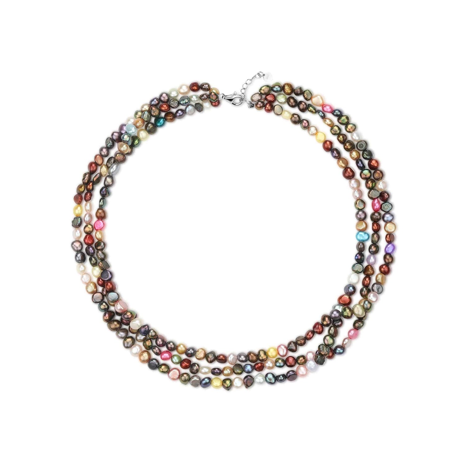 Multicolour Freshwater Pearls Triple Strand Necklace