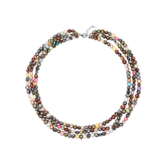 Multicolour Freshwater Pearls Triple Strand Necklace