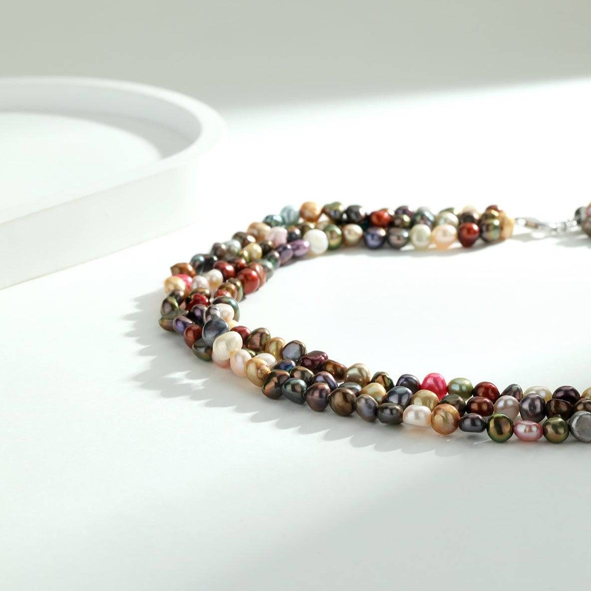 Multicolour Freshwater Pearls Triple Strand Necklace