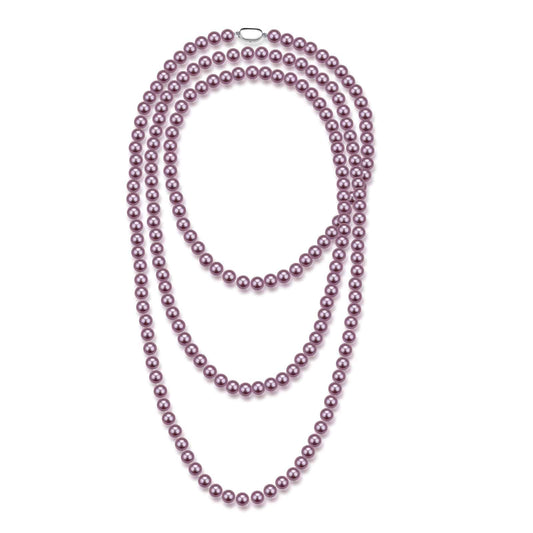 Purple Freshwater Pearl Rope Strand Necklace 52 Inches