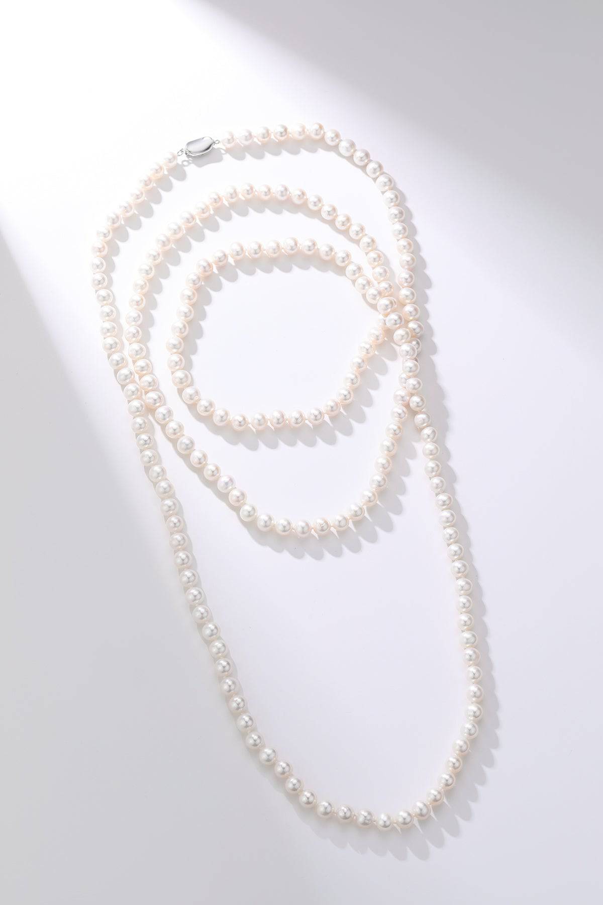 White Freshwater Pearl Rope Strand Necklace 52 Inch