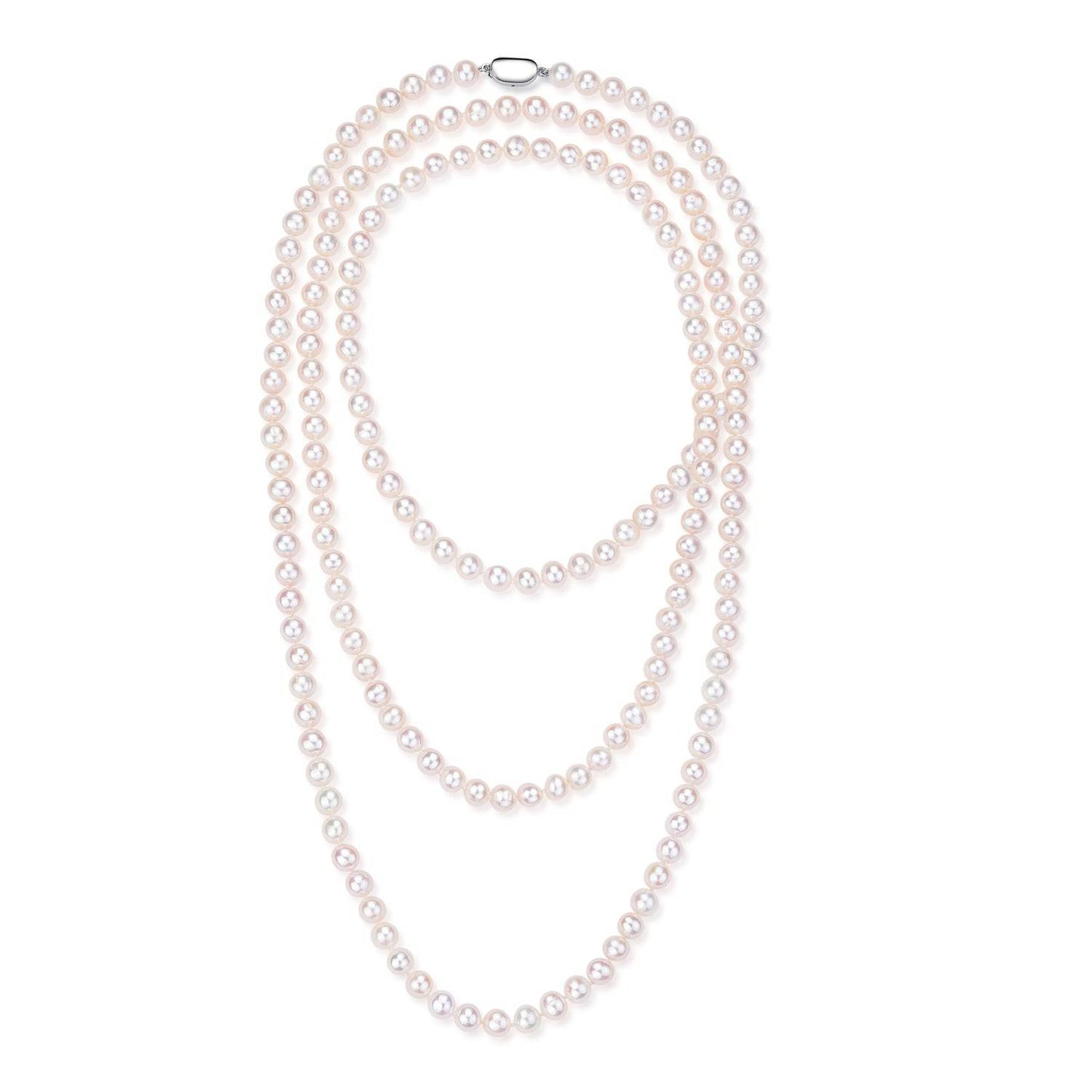 White Freshwater Pearl Rope Strand Necklace 52 Inch