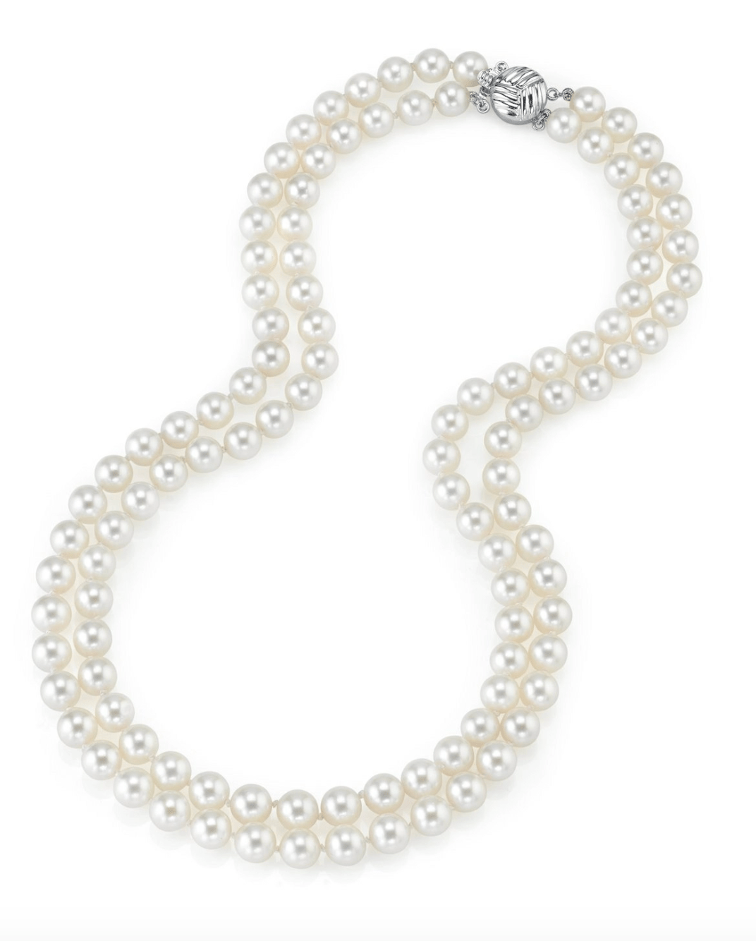 Double Strand White Freshwater Pearl Necklace 7.5-8.0mm 1