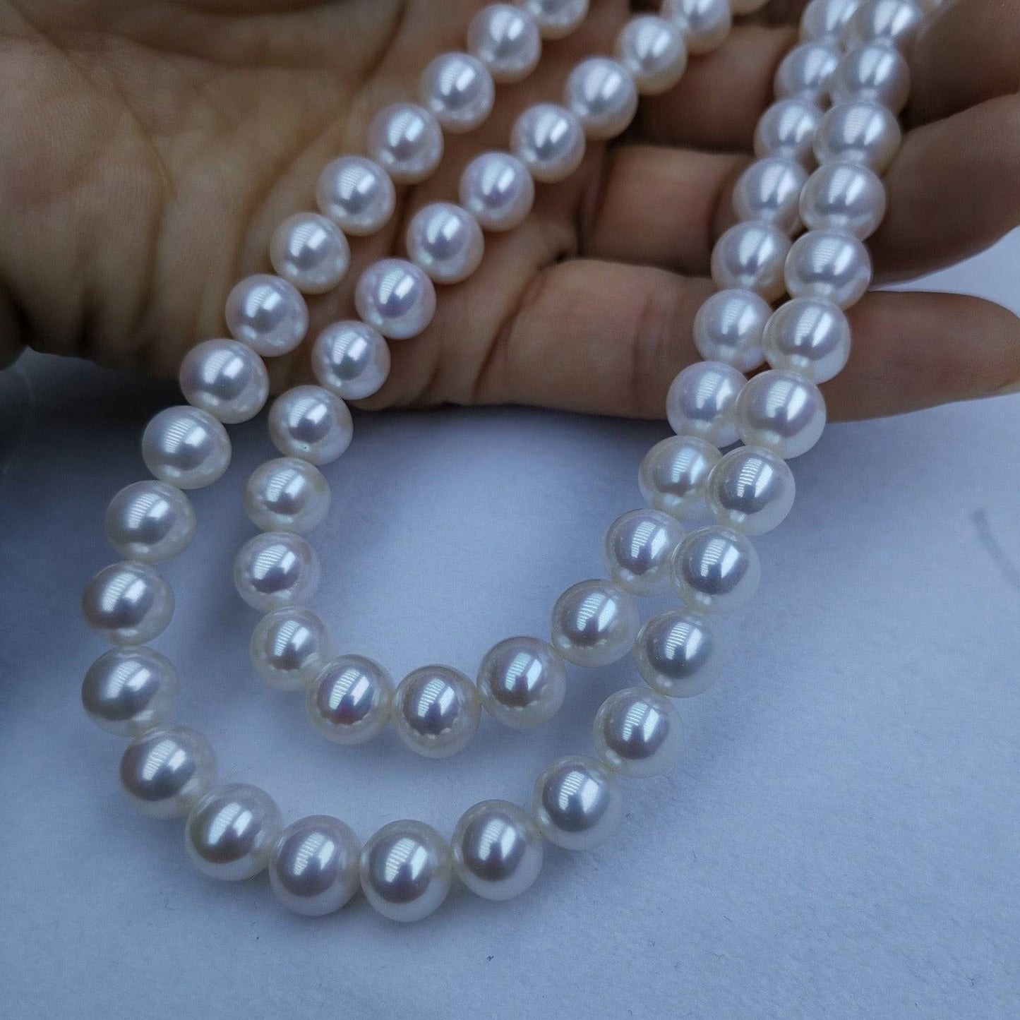 Round White Freshwater Pearl Necklace 8-10mm