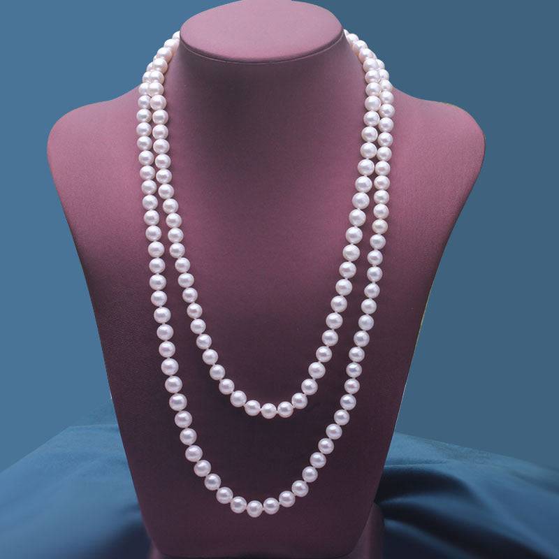 White Freshwater Pearl Rope Strand Necklace 52 Inch