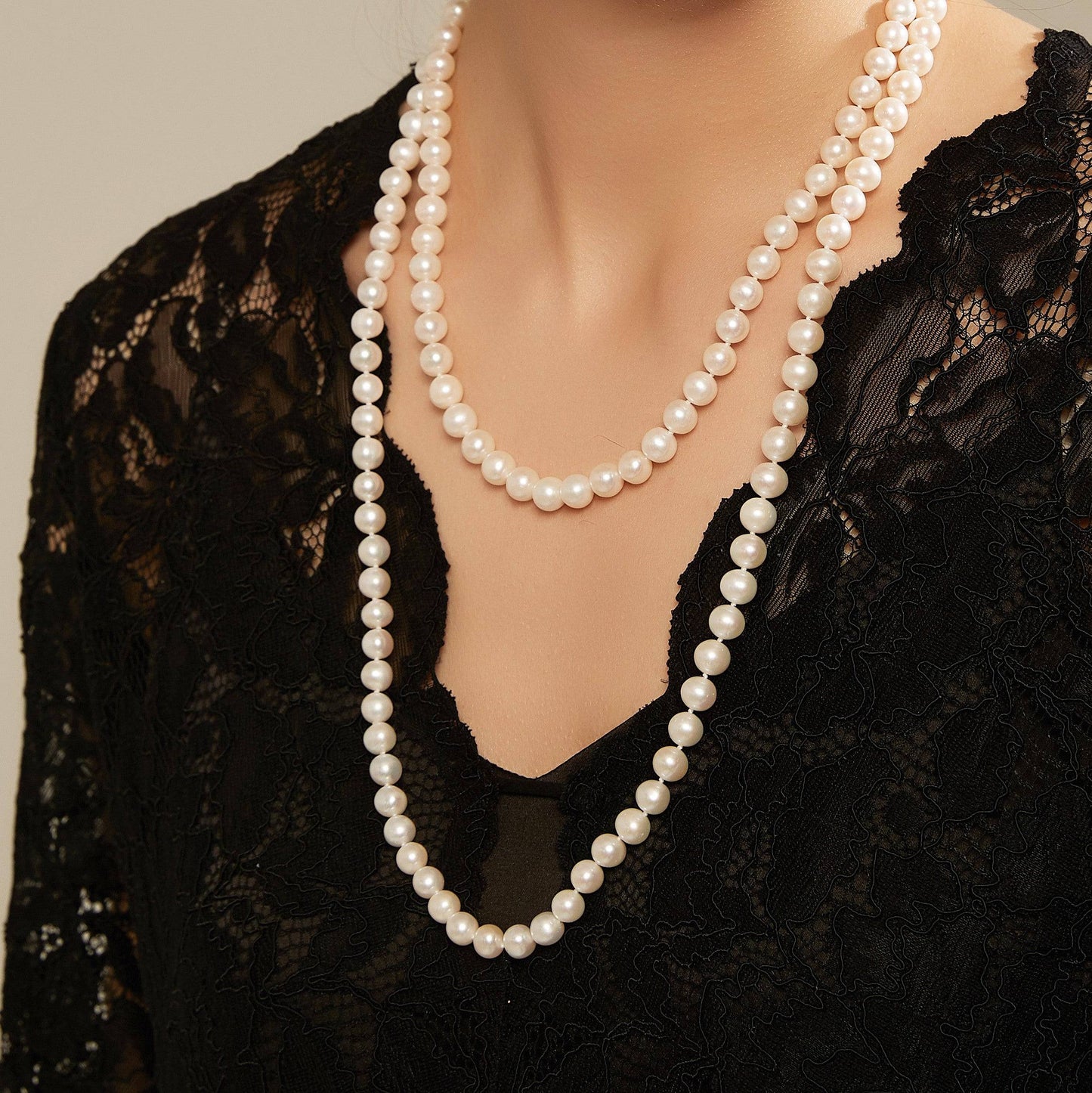 White Freshwater Pearl Rope Strand Necklace 52 Inch