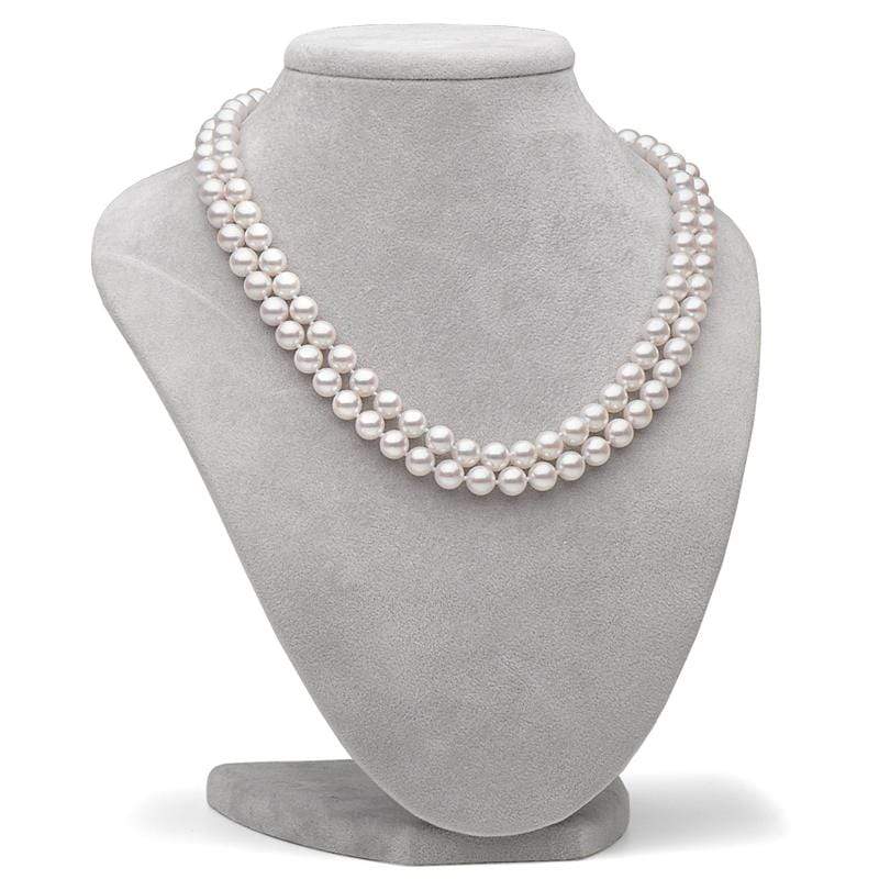 Double Strand White Freshwater Pearl Necklace 7.5-8.0mm 1